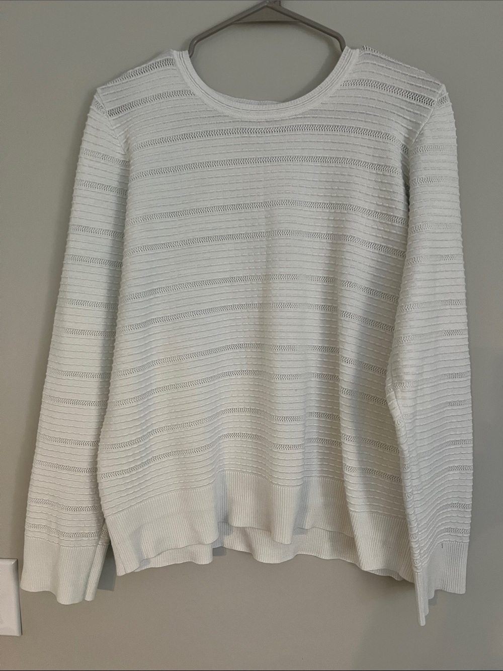 Liz Claiborne White Open-Weave Crewneck Sweater